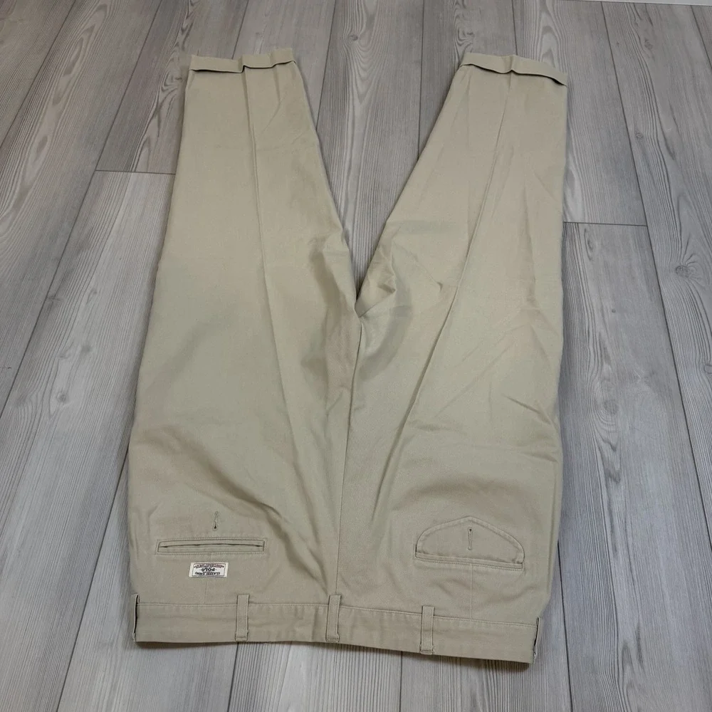 Lot Of 2 Ralph Lauren Polo Pants 38x30 Hammond Pleated Cuffed Trousers‎ Beige